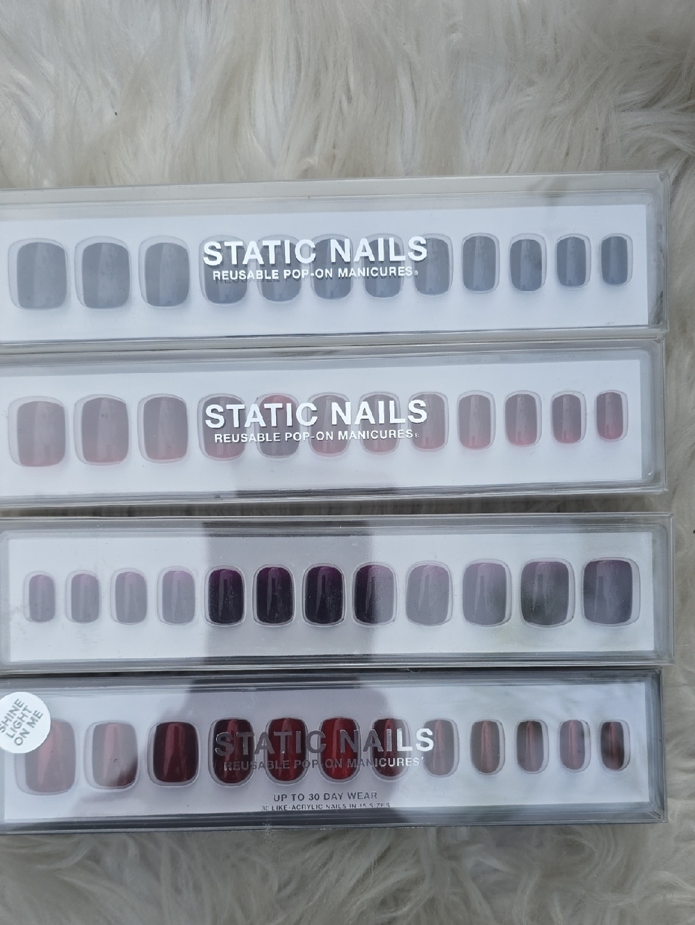 Static Nails Short Square Of Four Sets Bundle New
